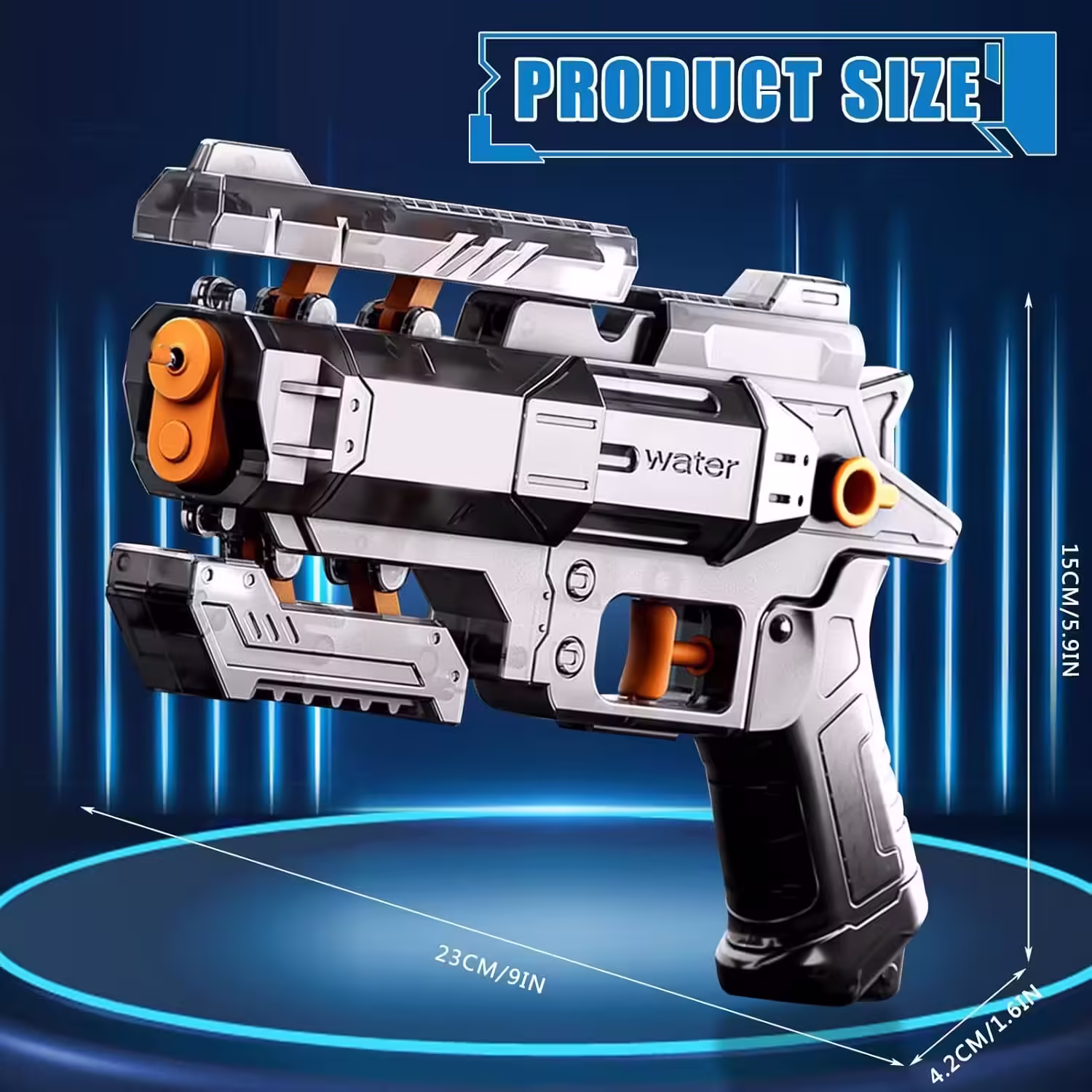 Pistol Manual cu Apa, Jucarie Pistol cu Apa Sigur Pentru Copii, Design Nou S-Shooter Atractiv, 23 x 14.5 cm, Negru Transparent