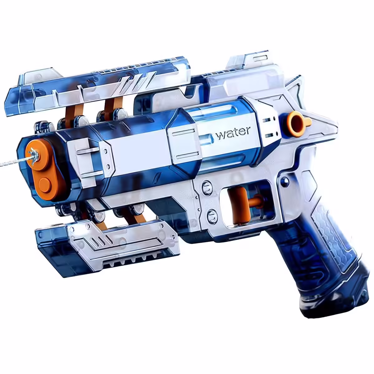 Pistol Manual cu Apa, Jucarie Pistol cu Apa Sigur Pentru Copii, Design Nou S-Shooter Atractiv, 23 x 14.5 cm, Albastru Transparent