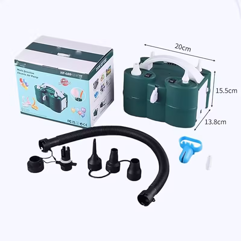 Pompa Electrica de Umflat Baloane, cu Doua Iesiri, Accesorii Incluse, 220V, Putere 600W, Accesorii petrecere, Verde