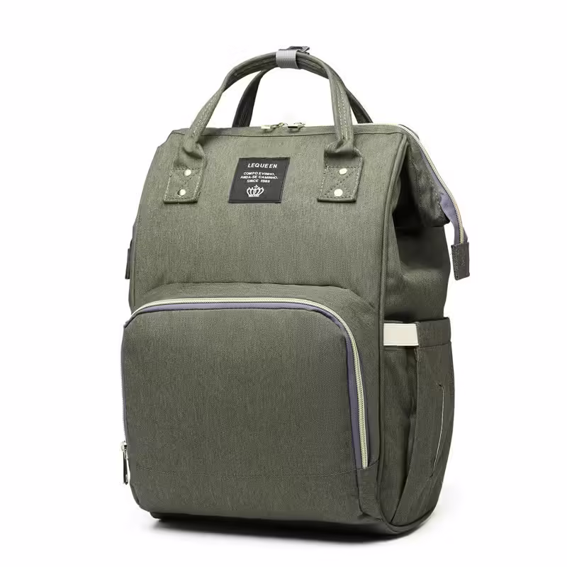 Rucsac Multifunctional pentru Mamici, din Panza Oxford, Compartimentare Multipla, Impermeabil, 43 x 18 x 26 cm, Verde Army
