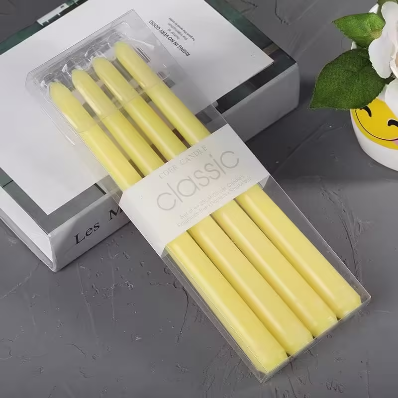 Set 4 Lumanari, pentru Suport de Masa, Fara Miros si Fum, din Parafina, 2.2 x 25 cm, Galben