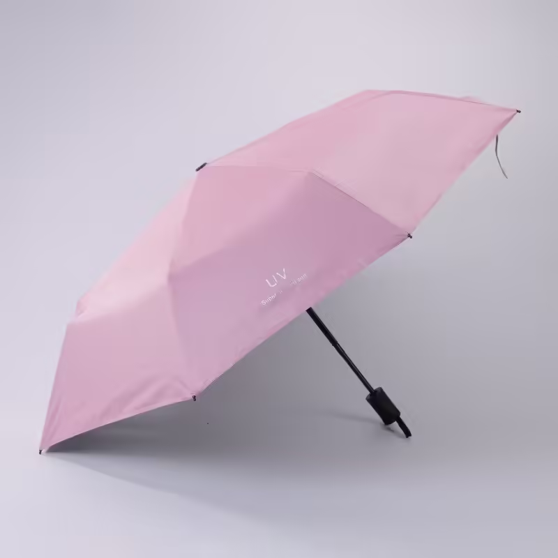 Umbrela, Protectie UV Soare, Protectie Ploaie, Pliabila, din Vinil si Otel, 96 x 67 cm, Roz