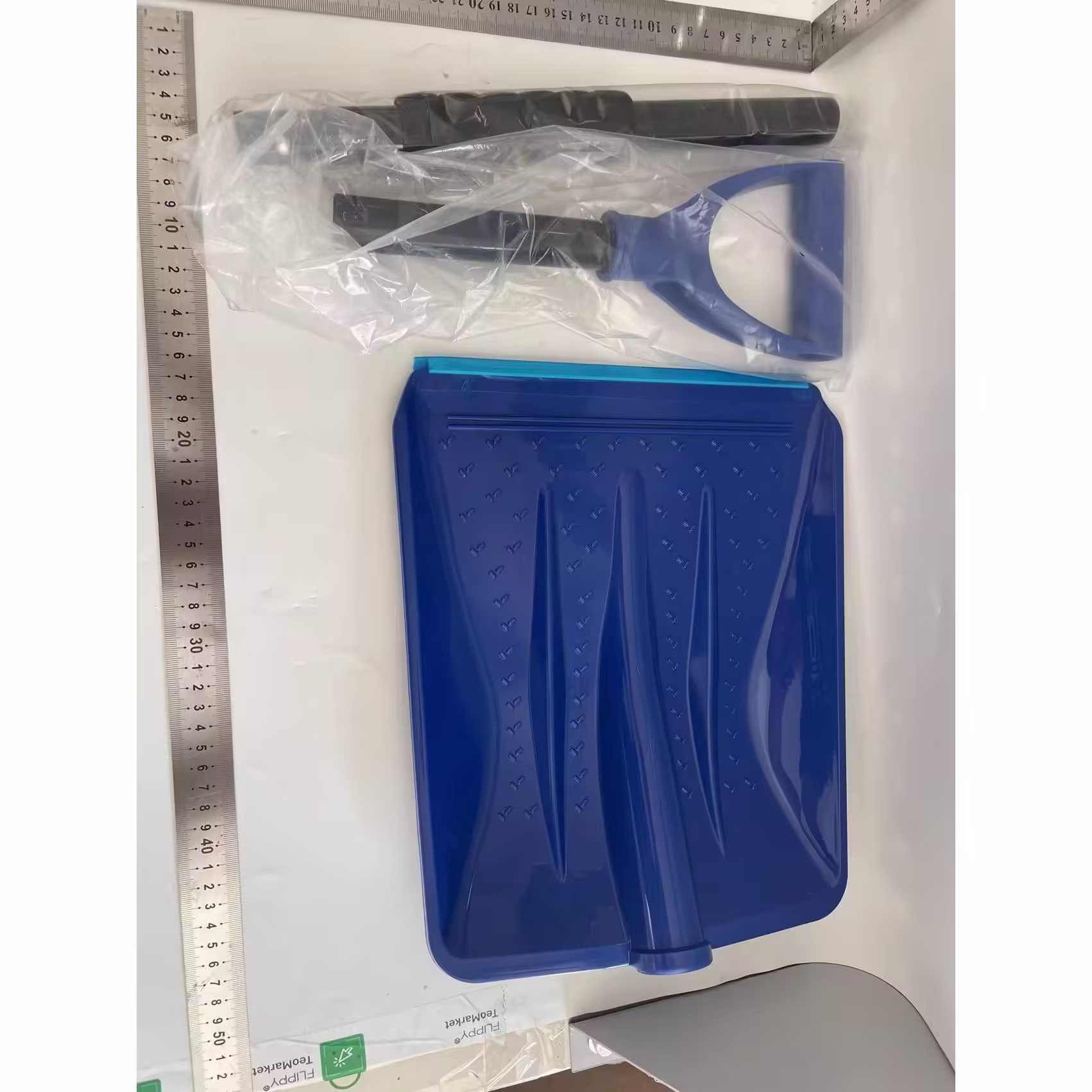 Lopata de Zapada, Multifunctionala, Demontabila, cu Maner Antiderapant, Aluminiu, Plastic, Solutia pentru Iarna, pentru Deszapezire, 80x11x25.7 cm, Albastra