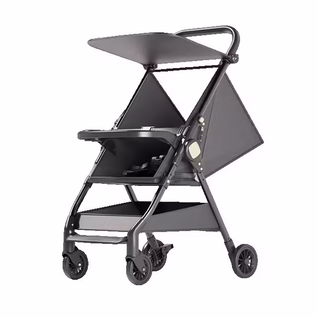 Carut Pliabil, Usor, Compatibil cu Avionul, de Plimbat/Dormit, Parasolar, Cutie Depozitare, Tabla de Masa, 93 x 70 x 40 cm, Negru