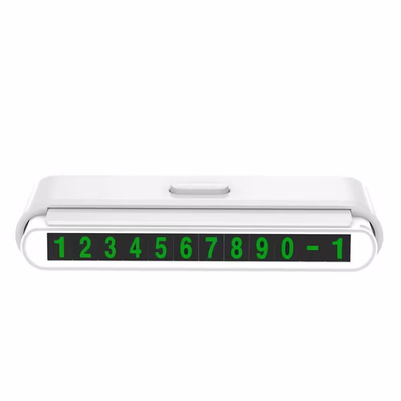 Suport Numar de Telefon pentru Parcare Auto, Suport pentru Numarul detelefon, Banda glisanta pentru Ascundere, Banda Adeziva Inclusa, 120 x 48 x 24 mm, Cifre Verzi, Alb