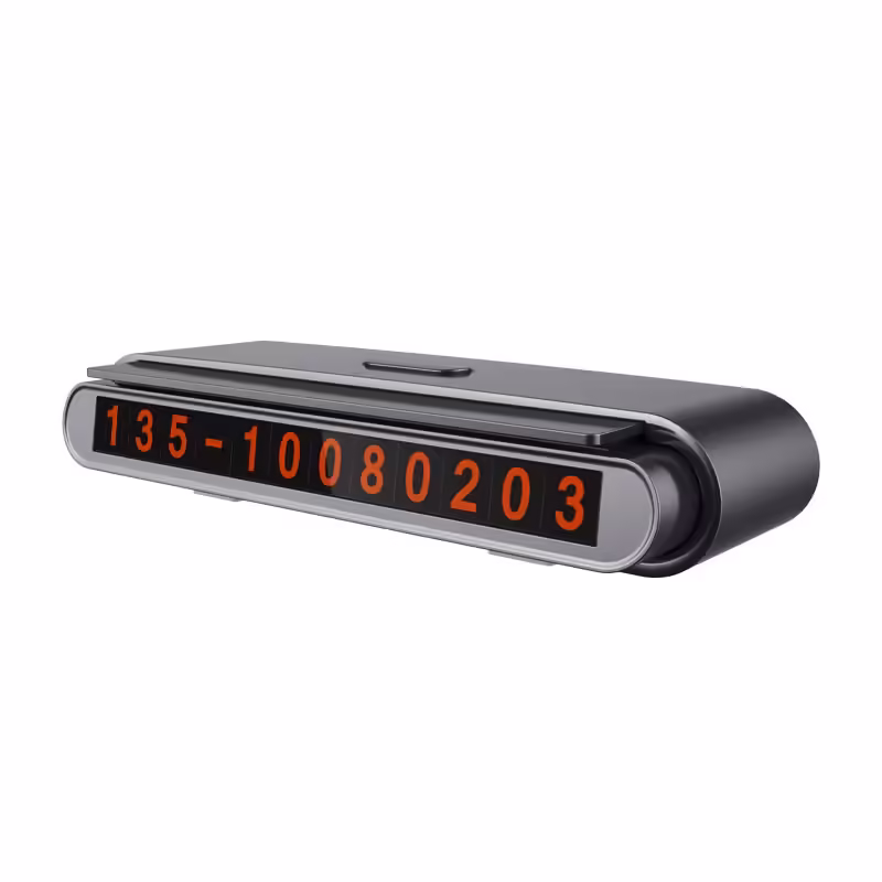 Suport Numar de Telefon pentru Parcare Auto, Suport pentru Numarul detelefon, Banda glisanta pentru Ascundere, Banda Adeziva Inclusa, 120 x 48 x 24 mm, Cifre Rosii, Negru
