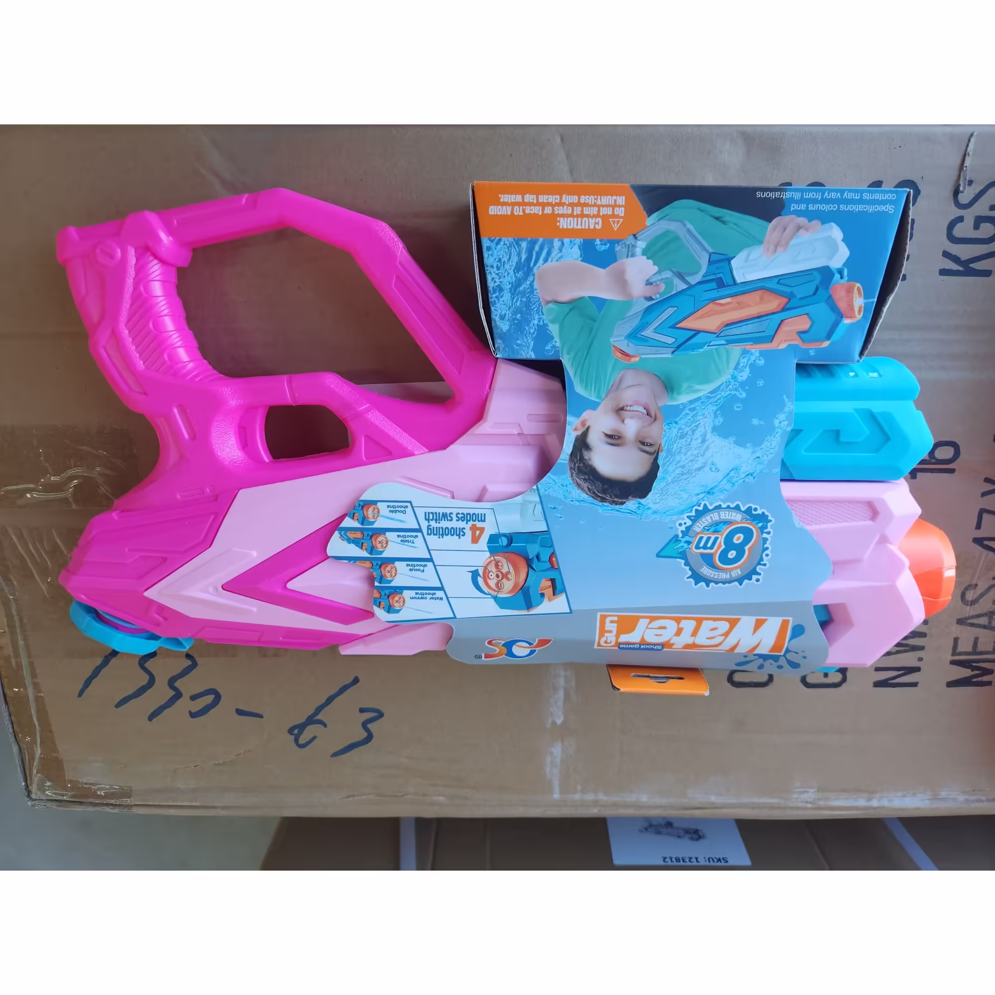 Pistol cu Apa pentru Copii, Rezervor 900ml, Raza de Actiune 8m, 6ani+, 4 Duze, Roz
