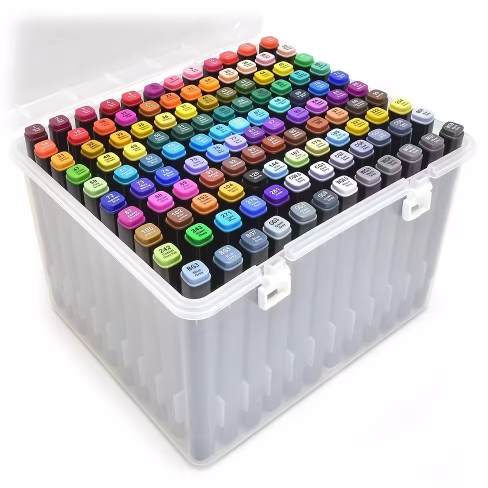 Set 168 Markere, cu Alcool Touch Room, Cutie Plastic Inclusa, 2 Varfuri, Multicolor