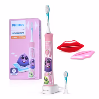 Periuta de dinti electrica pentru copii PHILIPS Sonicare For Kids HX6352/42, 62.000 miscari/min, 2 programe, 2 capete roz, L x A x I (mm) 64x111x220