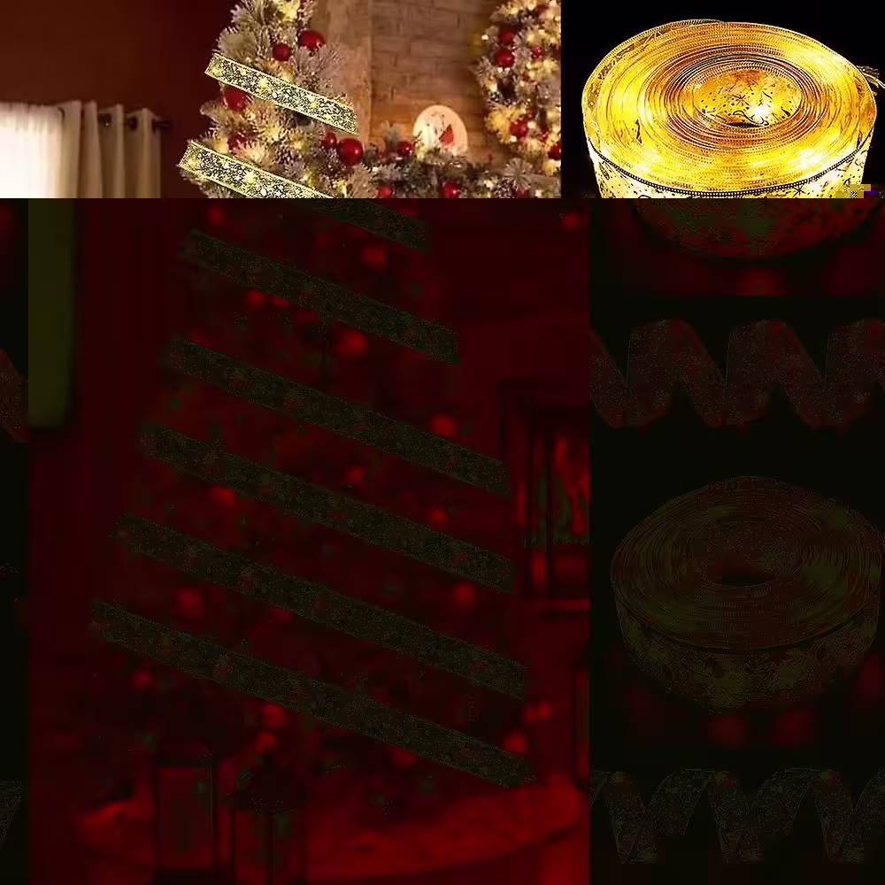 Panglică LED de Crăciun  Aurie, lungime 10 m , 100 LED-uri, Baterii, Alb cald