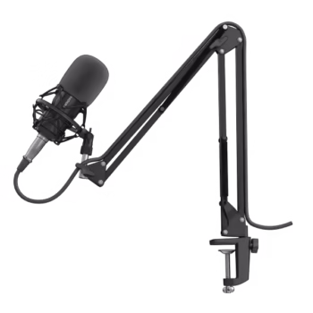 Microfon Genesis Radium 300 STUDIO XLR, tip electret condenser, model cardioid, suport fix, conectivitate Mini Jack 3.5 mm, XLR, , raspuns in frecventa 630 – 16000 Hz, sensibilitate -38 dB, lungime cablu 250 cm, negru
