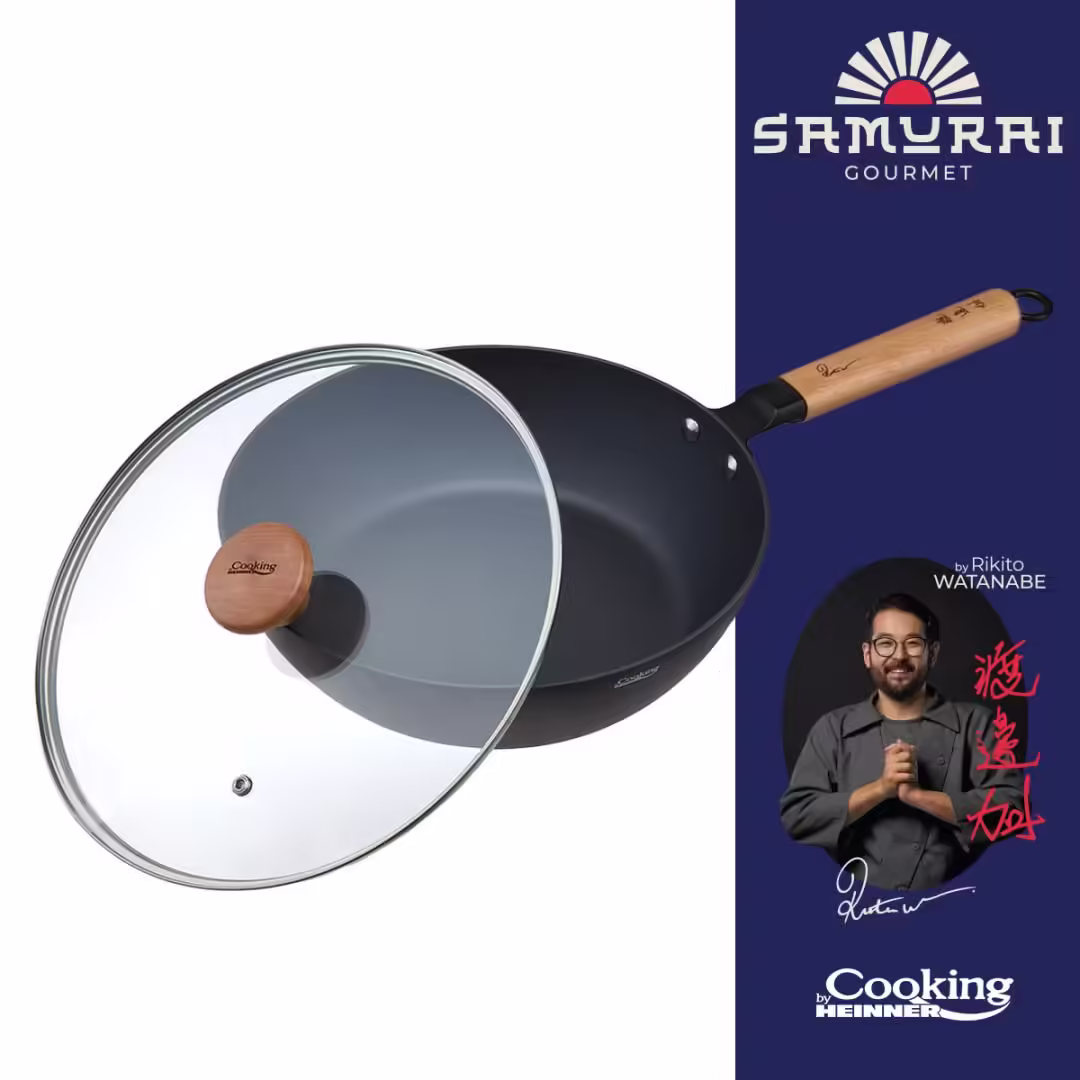 TIGAIE WOK + CAPAC 24X7.5 CM, RIKITO WATANABE, SAMURAI GOURMET, COOKING BY HEINNER