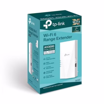 TP-link AX3000 Wi-Fi Mesh Range Extender, RE700X, 1 Port Ethernet Gigabit, 2 Antene interne, Standarde Wireless, IEEE 802.11a/n/ac/ax 5GHz, IEEE 802.11b/g/n/ax 2.4GHz, frecventa 2.4, 5 Ghz, 574 Mbps at 2.4GHz, 2402 Mbps at 5GHz.