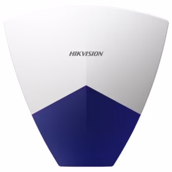 Sirene de exterior Hikvision DS-PS102X/BL, putere acustica@1 meter: 110 dBA,  PGM/BELL port, 3 tipuri de alarma: alarma de incendiu, alarma de panica, alarma de efractie, culoare alba, led albastru, IP55, alimentare: 9 to 16VDC, dimensiuni: 221x215x51mm, greutate: 475 g, temperatura de functionare