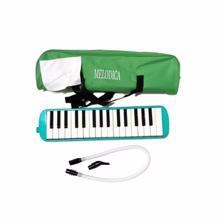 Muzicuta Melodica 32 Clape, Flippy, din ABS, pentru Incepatori, 45 x 13 x 7 cm, Include Husa si Suflator, Verde