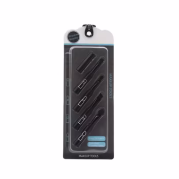 Set Pensule de Machiaj 4in1, Flippy, pentru Fard, Sprancene si Buze, 16 cm, din Plastic, Negru