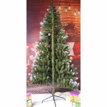 Brad Artificial de Craciun, Flippy, Sectionat pentru Perete/ Colt, 2.10 m inaltime, Verde, Decorat, Diametru Inferior 106 cm, Interior/ Exterior