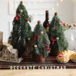 Decoratiune Craciun pentru Masa, Flippy, Ornament de Decor Model Brad de Craciun de Dimensiuni Mici, pentru Birou si Interior, din Plastic 30 x 15 x 15 cm, Verde