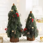 Decoratiune Craciun pentru Masa, Flippy, Ornament de Decor Model Brad de Craciun de Dimensiuni Mici, pentru Birou si Interior, din Plastic 30 x 15 x 15 cm, Verde