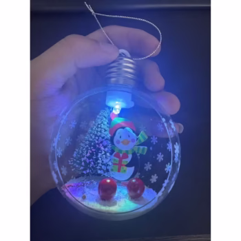 Glob de Craciun, Flippy, cu LED, Model Pinguin, 10 x 5 x 3 cm, Multicolor