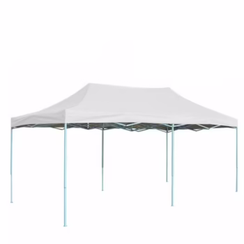 Cort Pavilion 3x6m Alb Pliabil Cadru Metal pentru Curte, Gradina, Evenimente