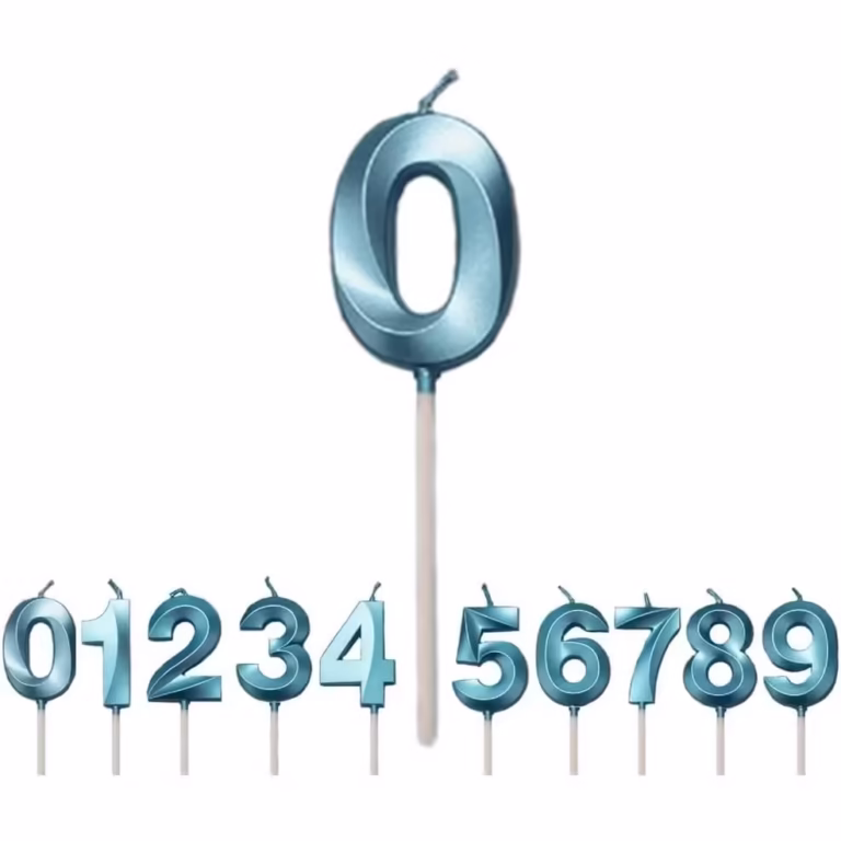 Lumanare Cifra 0, Flippy, Model Diamond, 5 x 3.4 cm, Albastru
