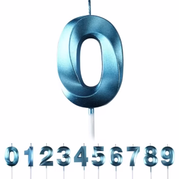 Lumanare Cifra 0, Flippy, Model Diamond, 5 x 3.4 cm, Albastru