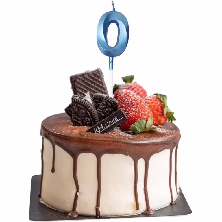 Lumanare Cifra 0, Flippy, Model Diamond, 5 x 3.4 cm, Albastru