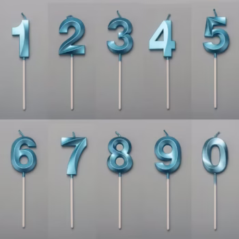 Lumanare Cifra 9, Flippy, Model Diamond, 5 x 3.4 cm, Albastru