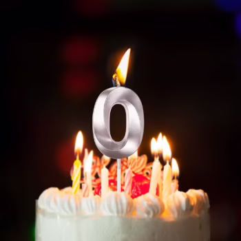 Lumanare Cifra 0, Flippy, Model Diamond, 5 x 3.4 cm, Argintiu