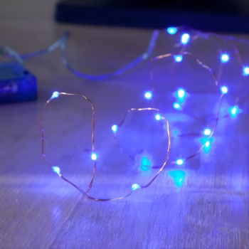 Instalatie de Craciun Liniara, Flippy®, Tip Liniara, Fir Cupru, 8 Jocuri de Lumini, cu Telecomanda, 10 m, 100 Led-uri, Alimentare USB, 4.5V, Albastru