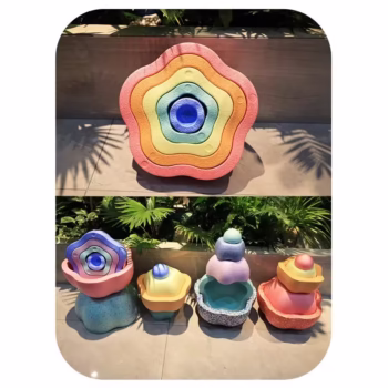 Jucarie Senzoriala de Echilibru, Flippy, Tip Stepping Stones, 5 Piese, din Spuma, pentru Miscare, Sarituri, Prindere, Diametru 28 cm, Model 1, Multicolor