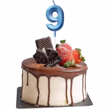 Lumanare Cifra 9, Flippy, Model Diamond, 5 x 3.4 cm, Albastru