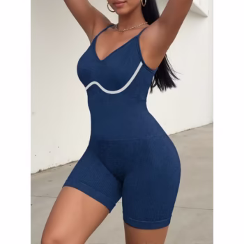 Costum de Fitness/Yoga, Flippy, One Piece, pentru Femei, Material Elastic, Spandex, Albastru, Marime M