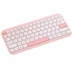 Tastatură wireless ASUS Marshmallow KW100, Bluetooth 5.0, multi-device (3 dispozitive), scissor keys cursă 1,6 mm, 2 niveluri kickstand, 2×AAA autonomie până la ~24 luni, dimensiuni 282×130×18,4 mm, greutate 374,8 g, compatibilă Windows, ChromeOS, macOS, iOS, iPadOS