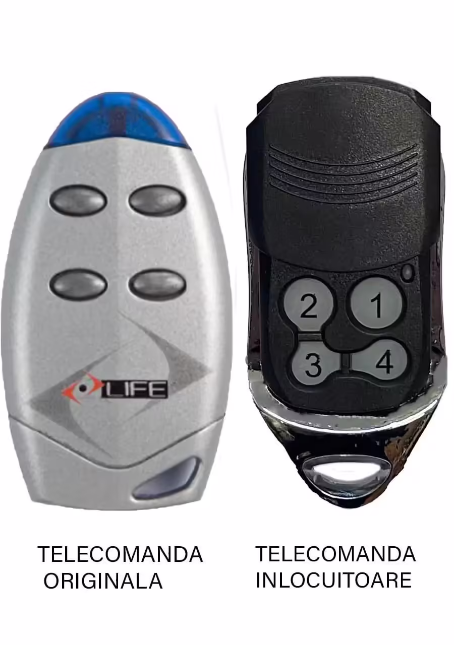 Telecomanda inlocuitoare poarta garaj Life VIP/ VIP4 cu 4 canale/ frecventa 433.92MHz/ Rolling Code (828) Telecomanda inlocuitoare poarta garaj Life VIP/ VIP4 cu 4 canale/ frecventa 433.92MHz/ Rolling Code (828)