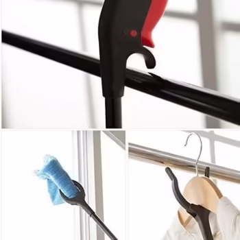Cleste pentru Colectarea Deseurilor, Flippy, din Metal si Plastic, 60 cm, Fara Maini Murdare, Negru/Rosu