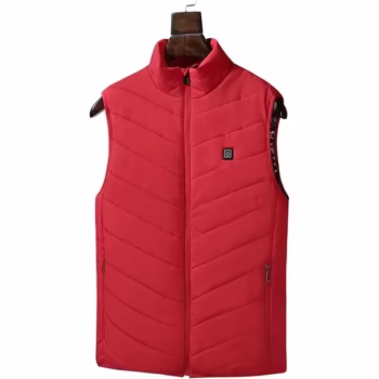 Vesta cu Incalzire, Flippy, Unisex, 2 Zone de Incalzire, Umplutura Bumbac, 3 Trepte de Temperatura, Incarcare USB, Rosu, 5...