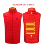 Vesta cu Incalzire, Flippy, Unisex, 2 Zone de Incalzire, Umplutura Bumbac, 3 Trepte de Temperatura, Incarcare USB, Rosu, 7...
