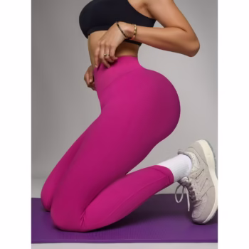 Pantaloni de Fitness/Yoga, Flippy, pentru Femei, Material Elastic, Spandex, Talie Inalta, Roz, Marime L