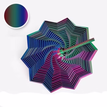 Jucarie Decompresie, Flippy, Model Stea 3D, DuoChrome, Maner Spirala, Turn Magic Geometric, Multiple Forme, Anti-stress, 11 cm, Albastru/Verde/Rosu