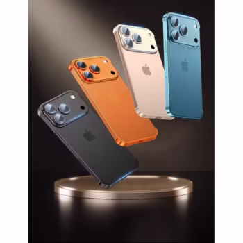 Carcasa de Telefon, Flippy, Compatibila Apple iPhone 17 Pro Max, Fara Rama, doar Colturi si Camera, din Metal, Grosime 0.1 mm, Gri Titanium