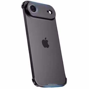Carcasa de Telefon, Flippy, Compatibila Apple iPhone 17 Air, Fara Rama, doar Colturi si Camera, din Metal, Grosime 0.1 mm, Negru