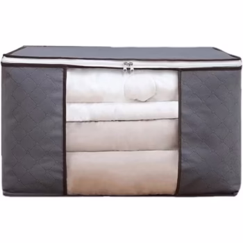 Husa de Depozitare, Flippy, Intrebuintare Multipla, Pliabila, cu Fermoar Bidirectional si Fereastra Laterala Transparenta, Lavabila, 60x40x35 cm, Gri