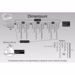 Instalatie Craciun, 15 m, 429 Led-uri ,Franjuri, Alb rece, Flash, Transformator, Interconectabila, Prelungitor 3 m inclus, Fir Transparent, Flippy