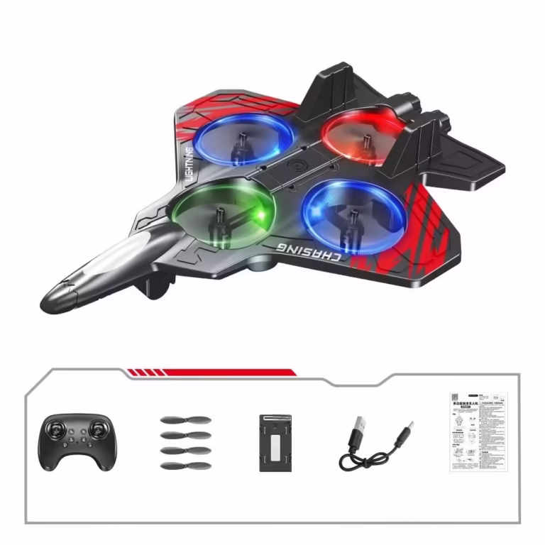 Jucarie Interactiva, Flippy, Aeronava de Lupta, din EVA, cu Telecomanda, Incarcare USB, +14 Ani, 25.5 x 18 x 5.2 cm, Negru-Rosu
