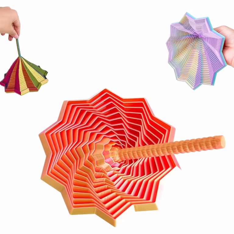 Jucarie Decompresie, Flippy, Model Stea 3D, DuoChrome, Maner Spirala, Turn Magic Geometric, Multiple Forme, Anti-stress, 11 cm, Roz/Auriu