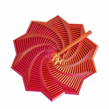 Jucarie Decompresie, Flippy, Model Stea 3D, DuoChrome, Maner Spirala, Turn Magic Geometric, Multiple Forme, Anti-stress, 8.6 cm, Rosu/Auriu