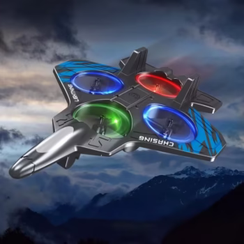 Jucarie Interactiva, Flippy, Aeronava de Lupta, din EVA, cu Telecomanda, Incarcare USB, +14 Ani, 25.5 x 18 x 5.2 cm, Negru-Albastru