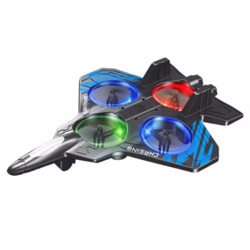 Jucarie Interactiva, Flippy, Aeronava de Lupta, din EVA, cu Telecomanda, Incarcare USB, +14 Ani, 25.5 x 18 x 5.2 cm, Negru-Albastru